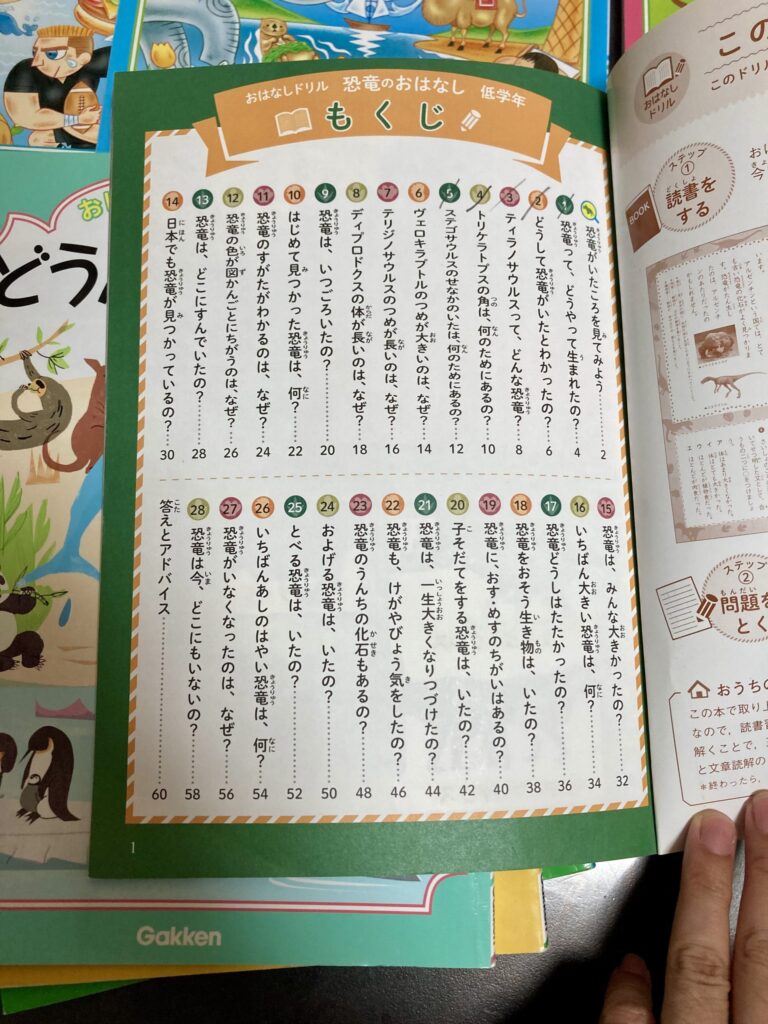 学研おはなしドリル 恐竜のはなし 目次